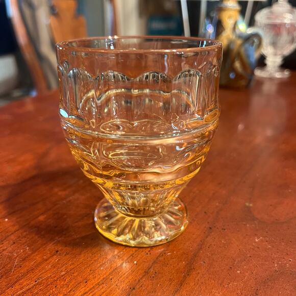 Vintage Yellow Glass Cup Goblet Retro Serveware Milk Glass Tinted Glass Serving - Picture 1 of 5